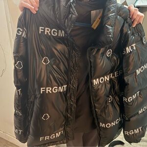 Moncler Black Puffer Jacket with Blue Accents